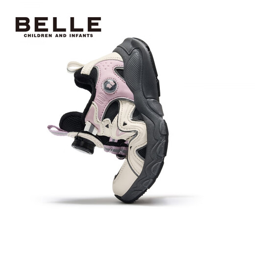 Belle children's shoes, children's sports shoes, velvet cotton shoes, autumn and winter thickened and warm girls' sports shoes, casual running shoes BL5523 pink 28