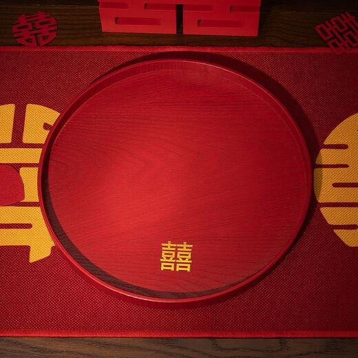 Pupan Engagement Tea Cup Tray Wedding Sugar Plate Fruit Tray Wedding Red Wooden Toast Tray Wedding Banquet Supplies Supreme C Style