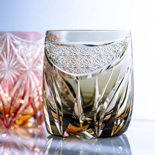 KAGAMI Edo Kiriko Kasaneirome Tiger Dance whiskey glass and set 330ml 330ml