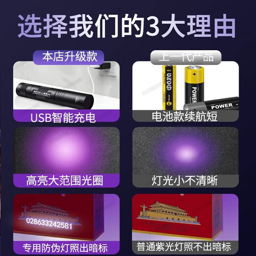 FACE MINI blue light plate anti-counterfeiting special light flashlight purple light fluorescent agent Wood's banknote inspection anti-counterfeiting jade identification