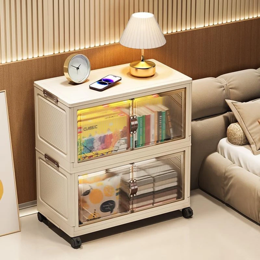 Nafenai Thickened 78CM Folding Storage Cabinet Simple Wardrobe Storage Cabinet Children's Toys Snacks Multi-layer Storage Storage Box 50CM Width Promotional Price Mixed Color Vertical Stripes Five Layers With Universal Wheels/No Installation