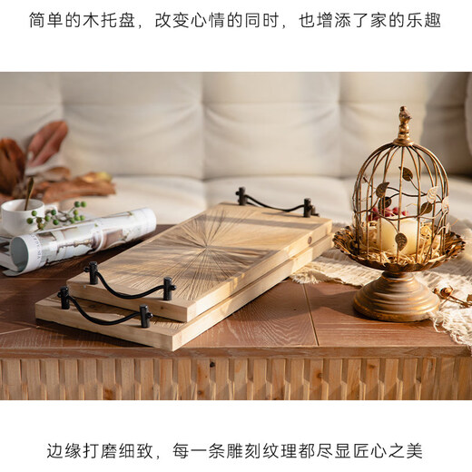 ZFEN German imported quality wabi-sabi style retro old wooden tray coffee flower shop B&B afternoon tea plate gourmet A2504_two set price