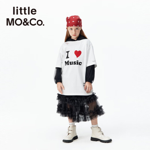 Little MO&Co. Show same style little moco children's clothing 26 spring new style antibacterial pure cotton short-sleeved T-shirt for boys and girls graffiti parent-child white antibacterial 130 130/64