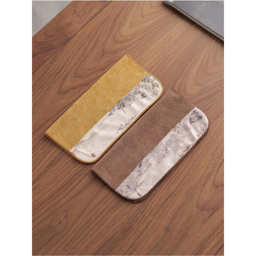 Fat Donglai's same tea towel, tea cloth, painted thickened tea towel cloth, absorbent tea table cloth, special tea towel, Kung Fu tea set with solid color soft tea towel (light blue)