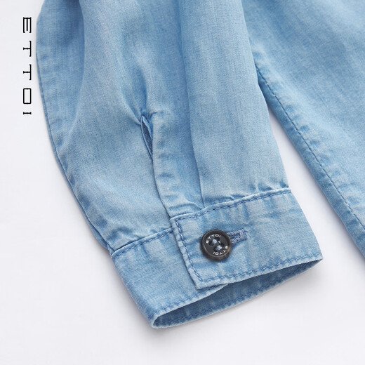 Ettoi 100 Lyocell ETTOI boys long-sleeved versatile solid color basic shirt autumn and winter new haze blue 110