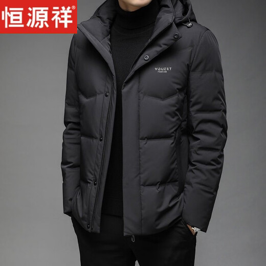 Hengyuanxiang Light Luxury 90 Белый утиный пуховик Мужская короткая осенне-зимняя утолщенная теплая зимняя куртка с капюшоном для папы среднего возраста Indigo M 170 Рекомендуемый вес 90-110Jin Jin равен 0,5 кг. Бери и зарабатывай.