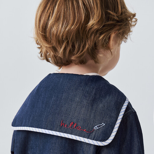Minibala imitation denim jacket for boys and girls baby cotton cute nautical style outerwear spring 2026 denim dark blue 88301 110