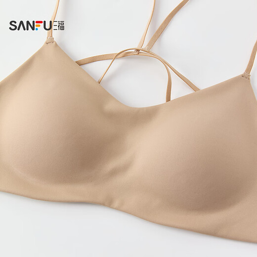 SANFU thin cup no wire push-up bra, exposed thin shoulder straps, beautiful back, fashionable vest underwear for women 513695, black S, suitable for 70A/70B/70C