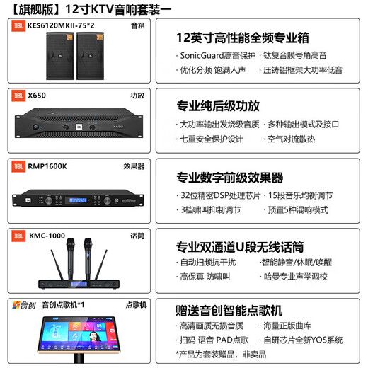 JBLKES6120 Subsidy Immediate Reduction Home KTV Audio Set Karaoke Machine All-in-One Home Theater Combination Speaker Home Karaoke Speaker Professional Stage Performance Upgraded 3T Karaoke Machine 12-inch Flagship Edition Set One