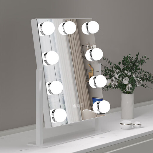 Cosmetic mirror desktop desktop led light bulb single-sided mirror rotatable vanity mirror European touch special fill-light mirror without lights comprehensive black 30*41