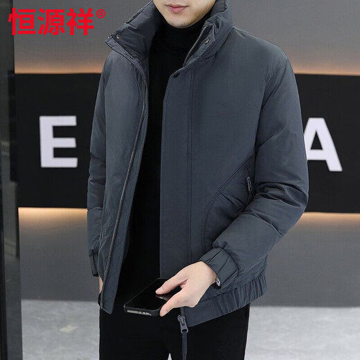 Hengyuanxiang light and thin men's down jacket new duck down stand collar winter new coat warm short winter coat thickened casual XC stand collar 3316 black high quality 100% warm 3XL 160-175