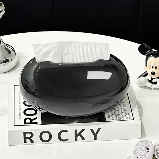 Yusenyi Luxurious double-layer paper box, high-end living room tissue storage box, light pumping plastic paper box desktop, cool black (double-layer model)