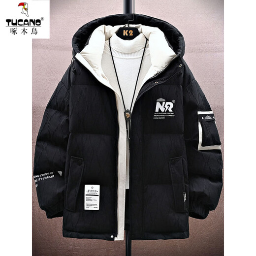 啄木鸟羽绒服男冬季2025新款连帽外套男加厚保暖青少年白鸭绒轻薄防寒服 9103咖色【新国标90%白鸭绒】 XL 约120至140斤可穿