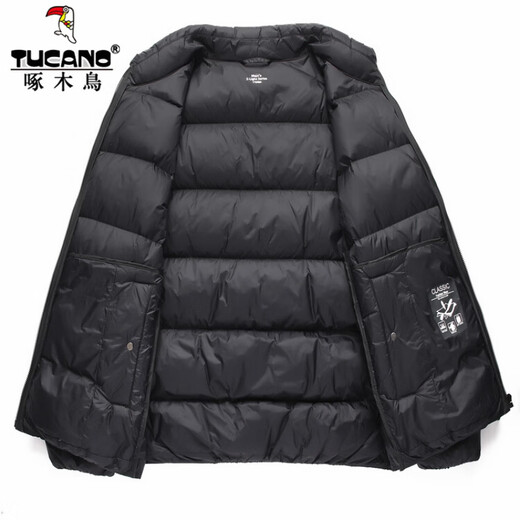 Woodpecker 90 white duck down down jacket stand collar men's winter business casual stand collar warm bread coat middle-aged large size jacket RR-YR8034 dark gray purple M 170