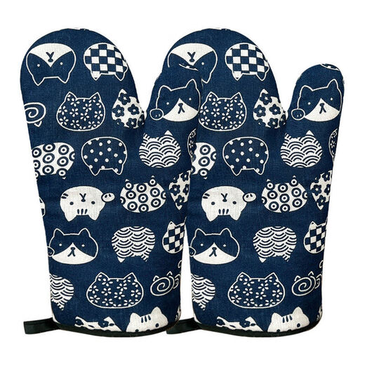 Sanqihu insulated triangular pot cap, high temperature resistant, anti-scalding, thickened anti-scalding gloves, microwave baking oven oven gloves, extended, small flower gloves, lace thickened style 1 piece