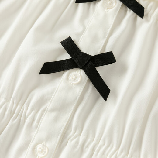 DAVE&BELLA girls' shirts 2026 spring new style medium and large children's white shirts, stylish children's tops, little girls' bottoming shirts, white, in stock, 120 cm (recommended height 110-120cm)