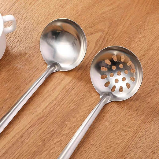 Stainless steel soup spoon for serving soup and drinking soup, all-in-one hot pot spoon set, soup colander, large long-handled spoon, household single spoon