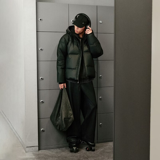 JACK&JONES boys spring fashion versatile down jacket loose hooded comfortable warm long-sleeved trendy top 226112042 E43 pure black L (180)