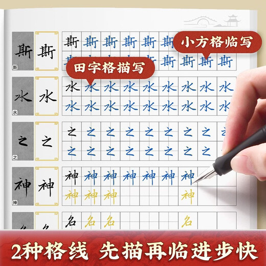 Chinese Ten Thousand Volumes Zhao Mengfu's Running Script Luo Shen Fu Fountain Pen Practice Copybook Hard Pen Calligraphy Copying and Tracing Red Traditional Chinese Characters Tutorial for College Students and Beginners to Tracing Red