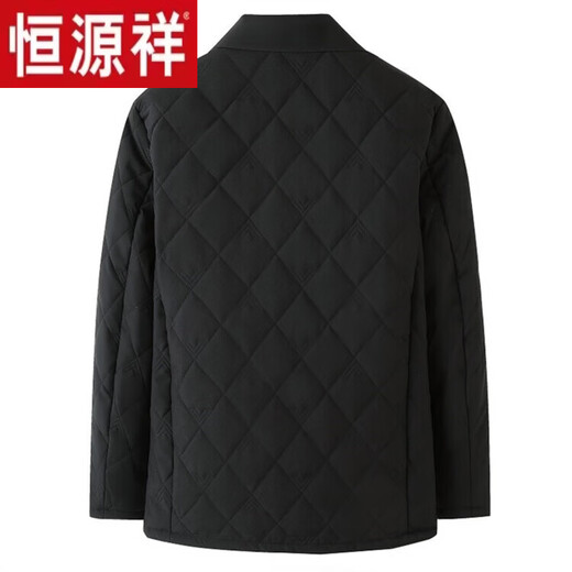 Hengyuanxiang 2025 new winter men's cotton-padded coat, business casual, light-weight cotton coat, middle-aged and elderly dad's diamond-shaped coat, black L