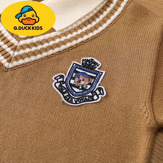 G.duck college style sweater for boys and girls in autumn and winter new style children's style children's fake two-piece sweater spring and autumn top shirt royal blue 140