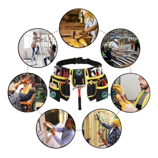 An Junsheng Heavy Duty Oxford Cloth Tool Bag Electrician Multifunctional Waterproof Combination Tool Belt Shoulder Strap Hardware Tool Bag Gray Black (Practical and Wear-Resistant)