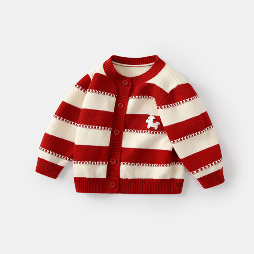 BORBOON B Boys' Sweater Set 2026 Baby Boy Winter Clothing Thickened Sweater Two-piece Set Baby Horse New Year's New Year Clothing Two-piece Set 6910 90