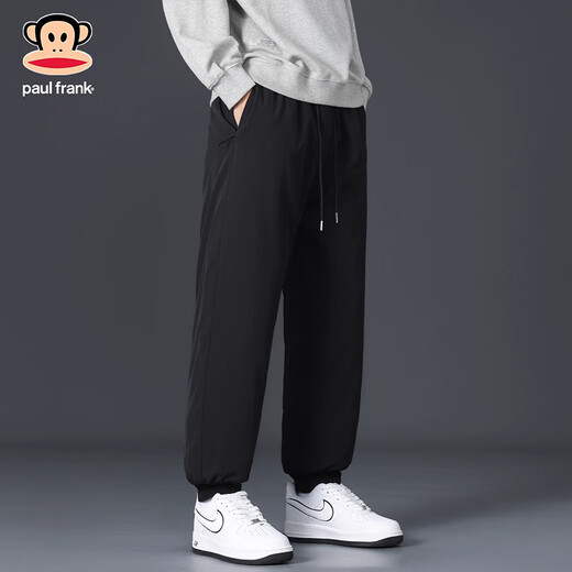 Big mouth monkey (paul frank) Japanese retro casual pants men's 2025 winter new loose straight comfortable warm trendy brand sports long pants dark gray cold and warm 4XL recommended 175-190Jin Jin equals 0.5 kg