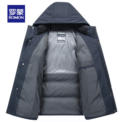 Romon Contains Graphene Removable Hood Down Jacket Men's 2025 Winter New Business Casual Fluffy Warm Jacket Men's Shrimp XL (180) Recommended 135-150Jin Jin is equal to 0.5 kg
