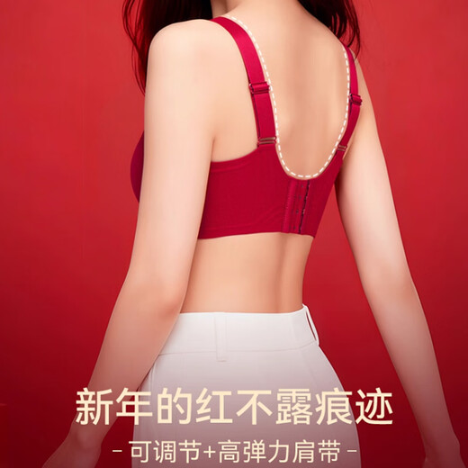 Langsha's zodiac year red underwear for women in the year of the horse, Qi Ji red small breasts push-up wedding underwear set sexy seamless bra