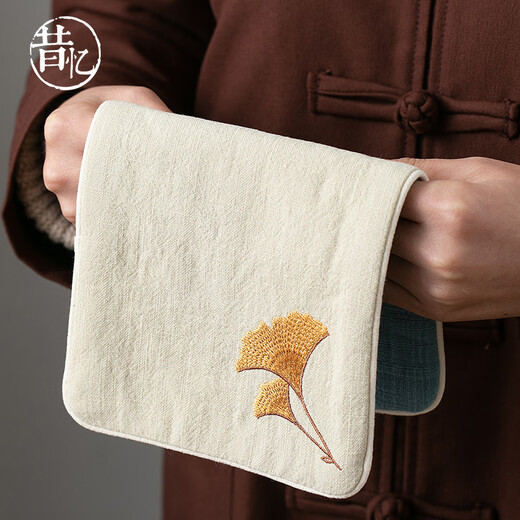 Qi Yuemang carefully selected domestic products, strong absorbent tea towel cloth, tea cloth, tea mat, tea table rag, tea towel, tea cup mat, tea towel, cotton and linen tea towel rectangular (Ginkgo)