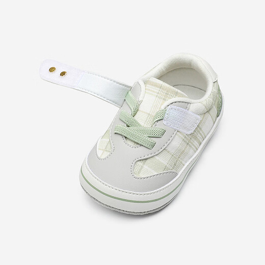 YEEHOO shopping mall same style baby boy soft-soled casual shoes plaid spring and autumn new toddler shoes versatile matt green 18 inner length 11.2/foot length 10-11