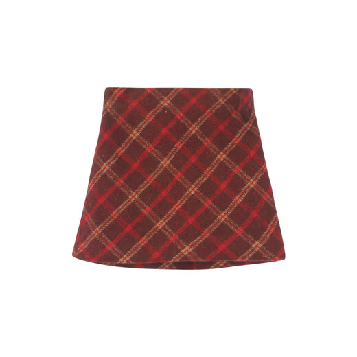 UTOUTO Big Ear Elephant Girls Plaid Woolen Skirt 2025 Winter New Style Baoer Casual Versatile Short Skirt 2507225 Red Plaid 90
