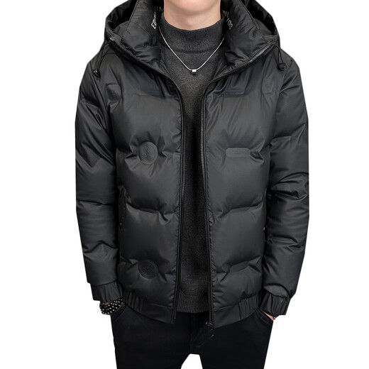 Snow Flying (SNOWFLYING) high-end brand men's down jacket 2025 winter new style short thickened cold-proof fashionable white duck down jacket black