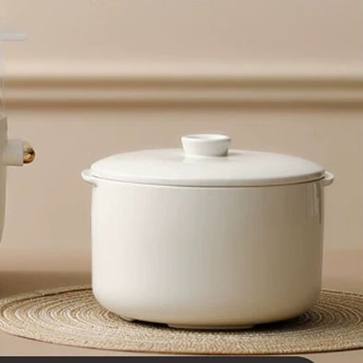 WCZ quality same style ceramic white porcelain water-proof stew pot bird's nest household soup cup binaural dessert BB nutrition cup electric rice cooker black brown 0.35L stew pot + lid