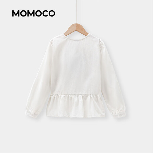 Mami Maca Girls' Shirt 2026 Spring Children's Fashion Style Patchwork Shirt White 105