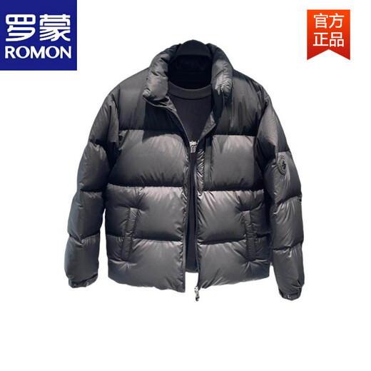 ROMON морозостойкий утолщенный пуховик с воротником-стойкой, новинка 2025 года, мужская версия значка полярной серии, черный пуховик воина, черный 2XL