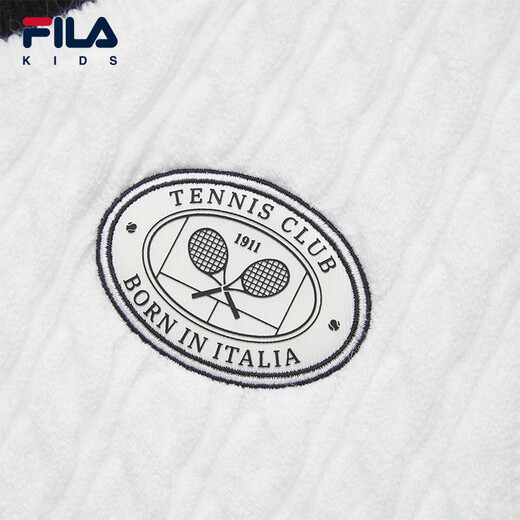 FILA Children's Clothing Sweater 2026 Spring New Boys' V-neck Pullover Woolen Vest Jade White-WT 150