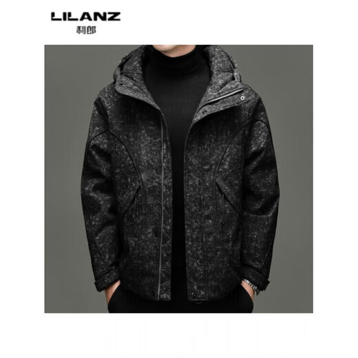 利郎（LILANZ）连帽迷彩羽绒服男士冬季新款保暖男装短款高档感鸭绒夹克外套 米色- 14XL (170)