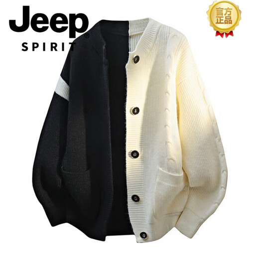 JEEP SPIRIT Youth Trendy Large Size Knitted Sweater Cardigan Jacket High School Student Thin Spring Large Size Sweater Button Jacket Men's Plus Size Men's Clothing - Red S 165