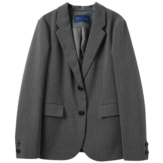 Sancai 2026 Spring New Striped Suit Jacket Shoulder Cardigan Commuting Simple Women Dark Gray S 155/80A