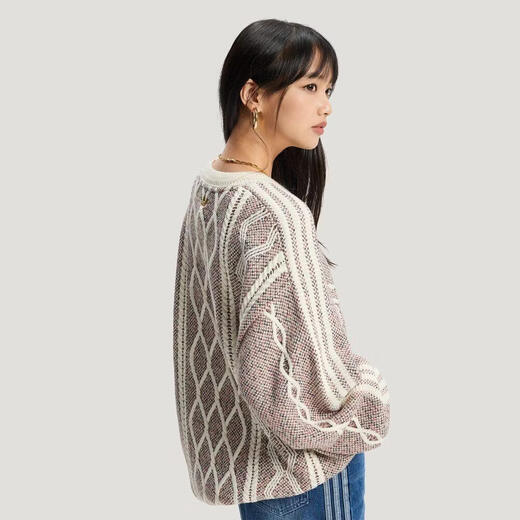 Adidas clover sweatshirt men's 2026 spring new sportswear warm sweater pullover KT0692 Year of the Horse Limited/Pink White 3XL