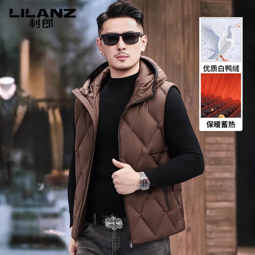 LILANZ high-end down jacket vest for men autumn and winter new fashion casual warm vest vest light jacket gray green 2XL 185 recommended 150-170 Jin Jin equals 0.5 kg