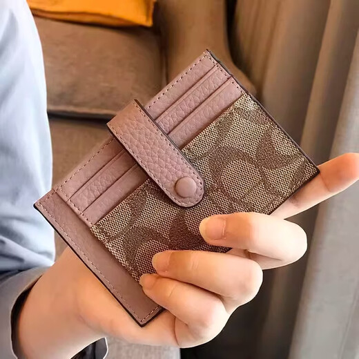 OTHER/Other one-piece card holder women's compact ultra-thin mini exquisite high-end 2025 new niche design high-end card holder coffee with pink