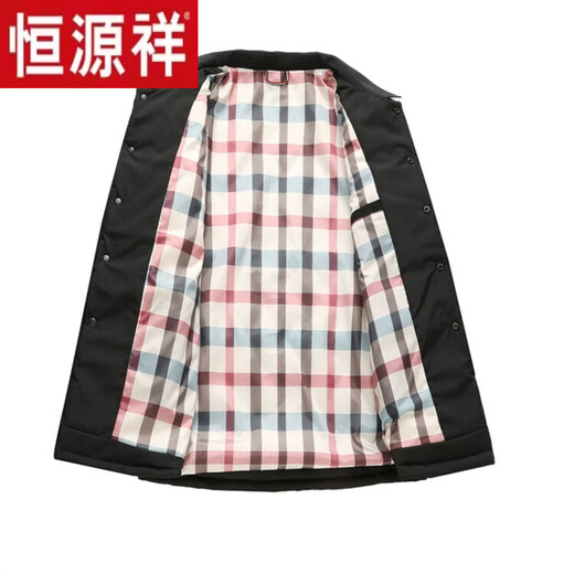 Hengyuanxiang 2025 new winter men's cotton-padded coat, business casual, light-weight cotton coat, middle-aged and elderly dad's diamond-shaped coat, black L