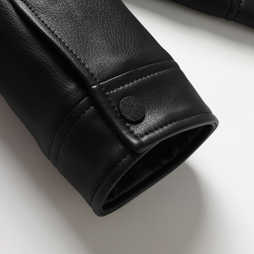 Lapel imitation leather coat plus velvet thickened fur to keep warm and removable fur collar windproof middle-aged business jacket dad's winter black 4XL 195 size 170-190Jin Jin is equal to 0.5 kg