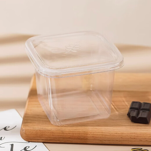 Jingxianju tiramisu box cake box cake packaging box packaging box disposable transparent mold plastic food grade 10 sets cake box + CAKE rim + fork and spoon