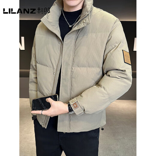 LILANZ 2025 new winter style handsome stand-up collar down jacket men's short thickened trendy warm bread jacket black-flagship L