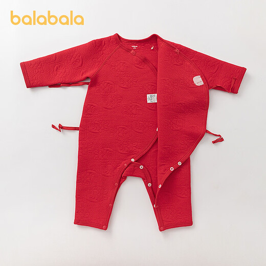 BALABALA Shopping mall same model BALABALA children's clothing children's jumpsuit 2025 new spring romper quilted cute Chinese red 60611 73cm