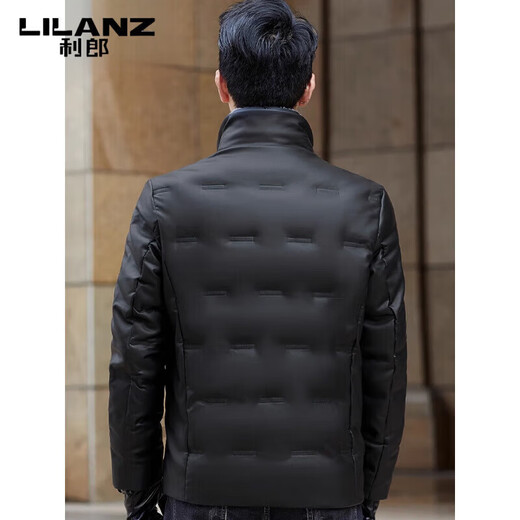 利郎（LILANZ）立领羽绒服男短款男士皮衣加厚2025冬季新款短款冬季外套 深灰色 3XL 190